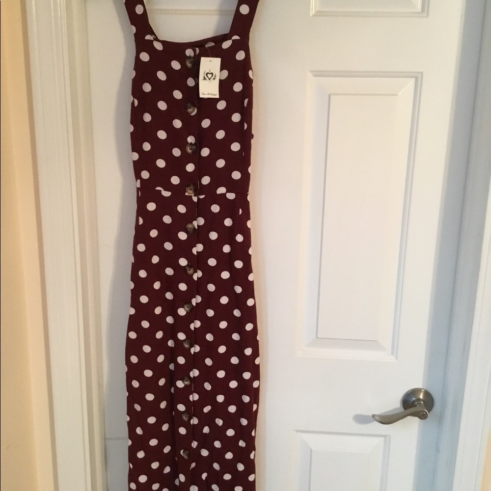 Brown polka dotted summer dress